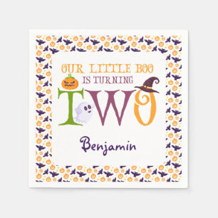 Our Little Boo Turning Two Halloween 2nd Birthday Napkin