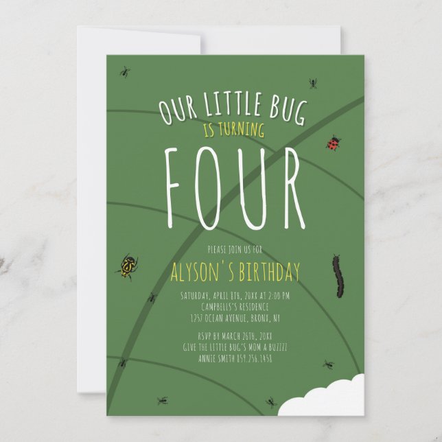 Our Little Bug Birthday Invitation (Front)