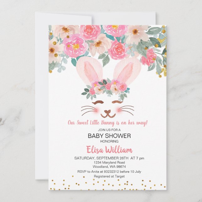 Our little Bunny is on the way baby shower Invitation (Front)