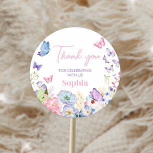 Our Little Butterfly Birthday Party Classic Round Sticker