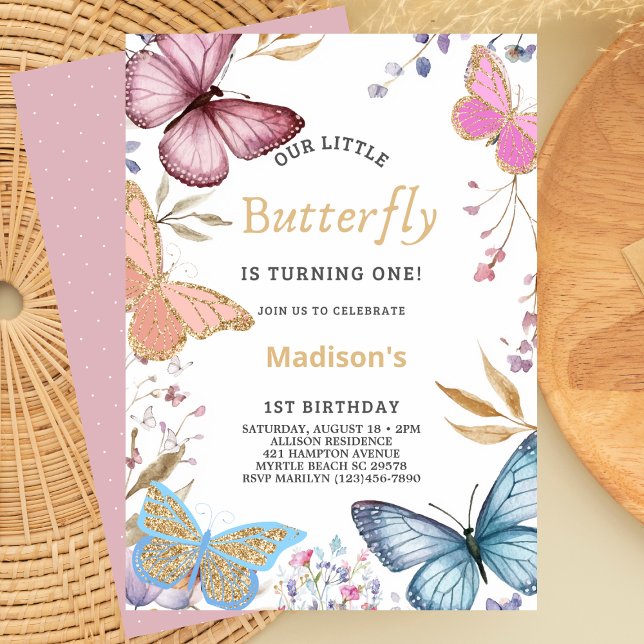 Our Little Butterfly First Birthday Invitation (Creator Uploaded)
