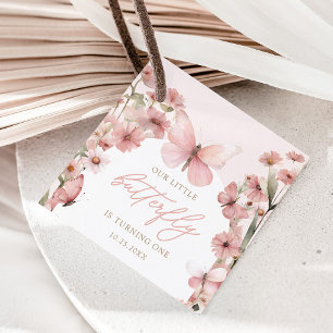 Our Little Butterfly Pink Girls Birthday Favour Tags