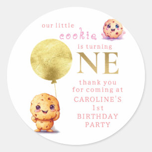 Our Little Cookie Is Turning ONE Cute 1st Birthday Classic Round Sticker
