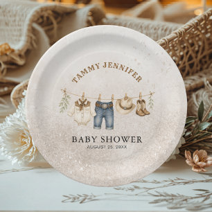 Our Little Cowboy is on the Way Baby Shower Paper Plate