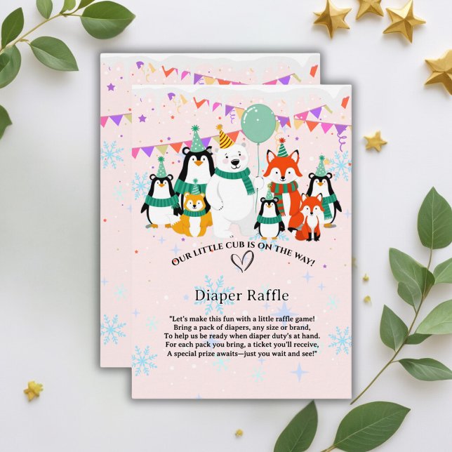Our Little Cub | Arctic Animals Baby Shower Enclosure Card (Creator Uploaded)