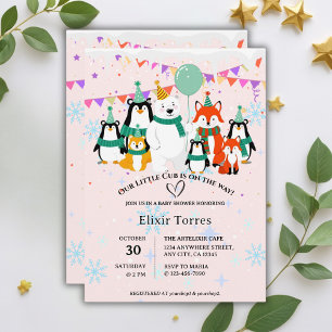 Our Little Cub   Arctic Animals Baby Shower Invitation