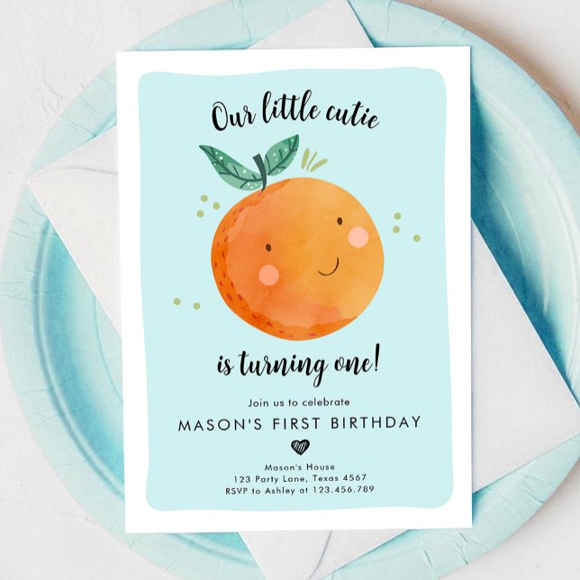 Our Little Cutie Clementine Orange First Birthday Invitation (Creator Uploaded)
