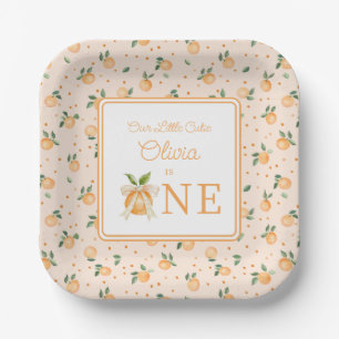 Our Little Cutie Is One First Birthday Paper Plate