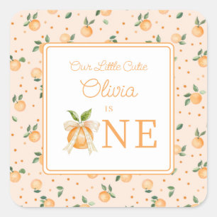 Our Little Cutie Is One First Birthday Square Sticker