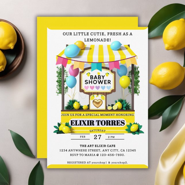 Our Little Cutie Lemonade Stand Baby Shower  Invitation (Creator Uploaded)