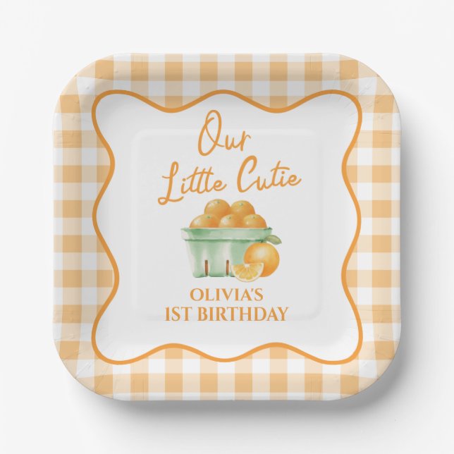 Our Little cutie orange birthday Paper Plate (Front)