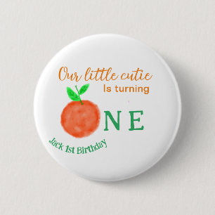 Our little cutie orange one birthday citrus fruit  2 inch round button