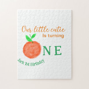 Our little cutie orange one birthday citrus fruit jigsaw puzzle