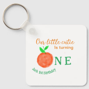 Our little cutie orange one birthday citrus fruit  keychain