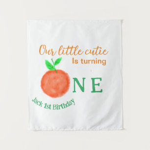 Our little cutie orange one birthday citrus fruit tapestry