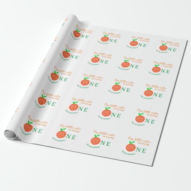 Our little cutie orange one birthday citrus fruit  wrapping paper (Unrolled)