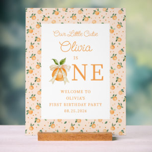 Our Little Cutie Oranges First Birthday Welcome Acrylic Sign