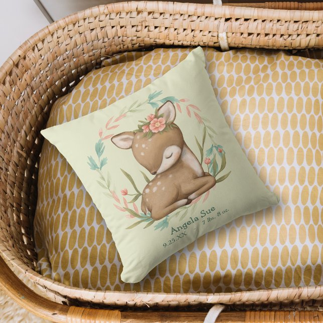 Our Little Dear Fawn Baby Nursery Throw Pillow (Creator Uploaded)