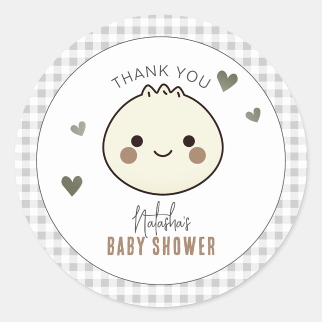 Our Little Dumpling Gender Neutral Baby Shower Classic Round Sticker (Front)