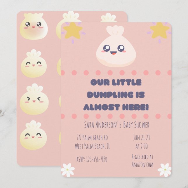 Our Little Dumpling is Almost Here Baby shower Invitation (Front/Back)