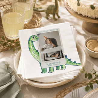 Our Little Explorer Dinosaur First Birthday Photo Napkin