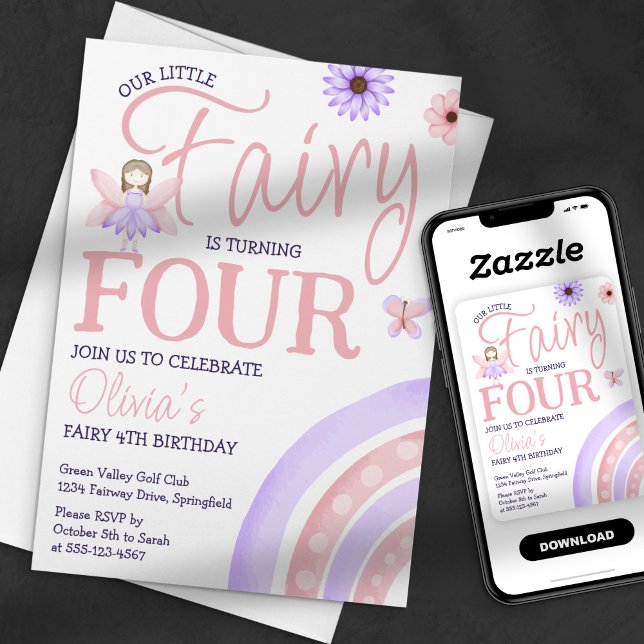Our Little Fairy Magical Rainbow Pink Birthday Invitation (Creator Uploaded)