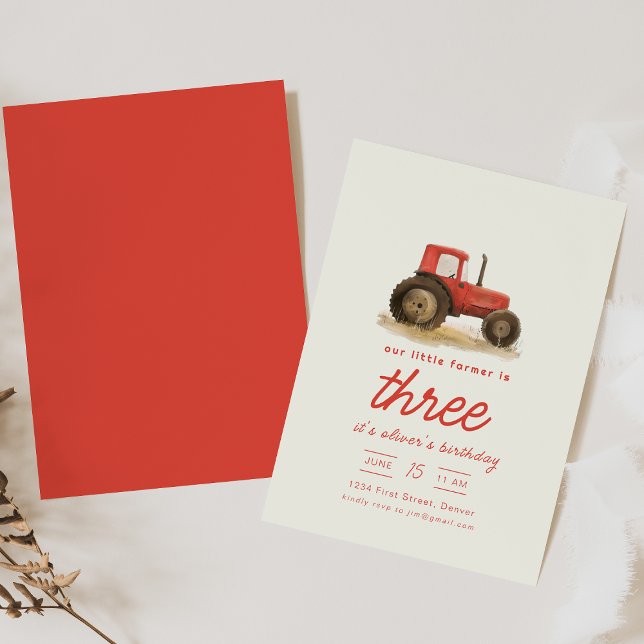 Our Little Farmer Tractor Birthday Party Invite (Creator Uploaded)