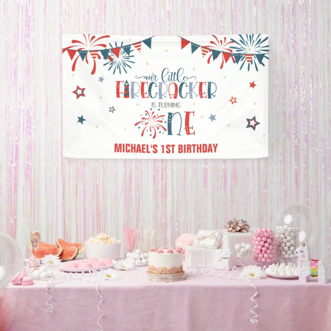 Our Little Firecracker 1st Birthday (NB) Banner (Party)