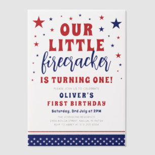 Our Little Firecracker 1st Birthday Party  Vellum Invitations
