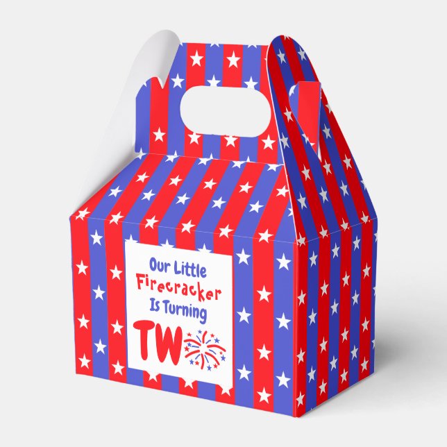 Our Little Firecracker 2nd Birthday Favor Box (Front Side)
