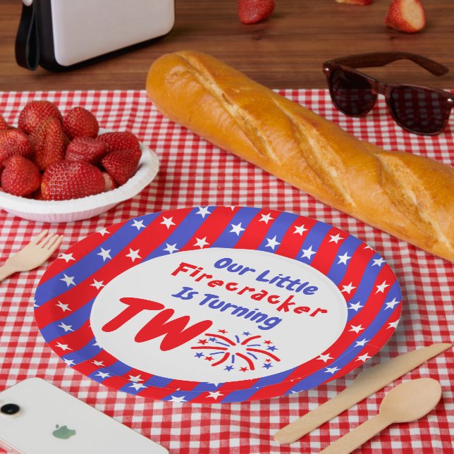 Our Little Firecracker 2nd Birthday Paper Plate (Picnic)