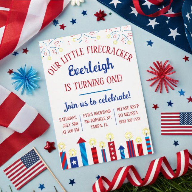 Our Little Firecracker is Turning ONE! Birthday Invitation (Creator Uploaded)
