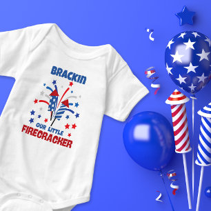 “Our Little Firecracker” Personalized Baby Bodysuit