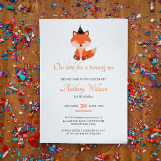 Our little fox Birthday Invitation