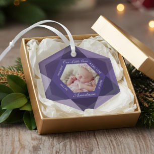 Our Little Gem February Birthstone Baby Birth Stat Glass Ornament