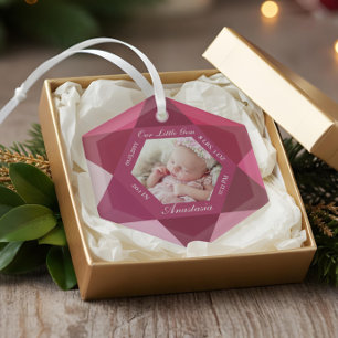 Our Little Gem January Birthstone Baby Birth Stats Glass Ornament