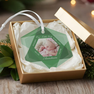 Our Little Gem May Birthstone Baby Birth Stats Glass Ornament