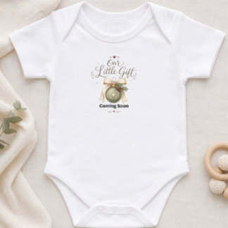 Our Little Gift Christmas Pregnancy Announcement  Baby Bodysuit