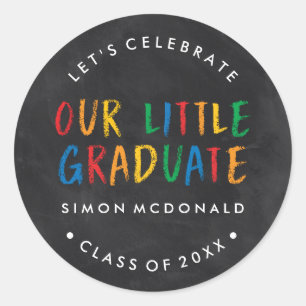 OUR LITTLE GRADUATE   CHALKBOARD GRADUATION PARTY CLASSIC ROUND STICKER