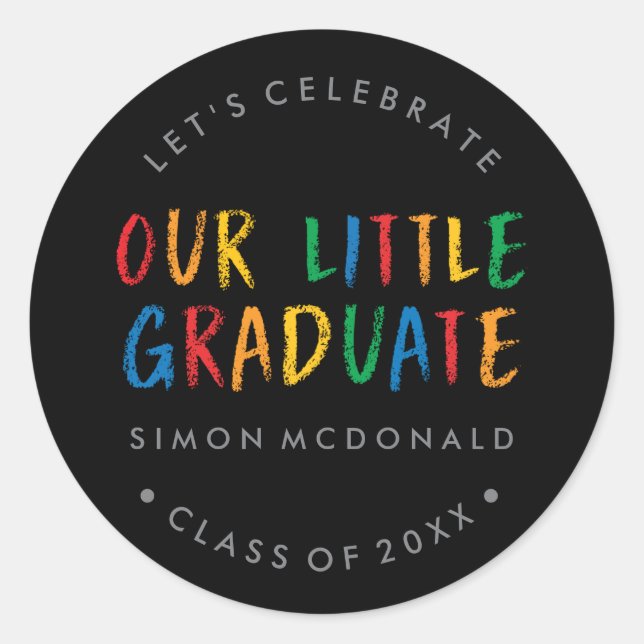 OUR LITTLE GRADUATE | GRADUATION PARTY STICKER (Front)