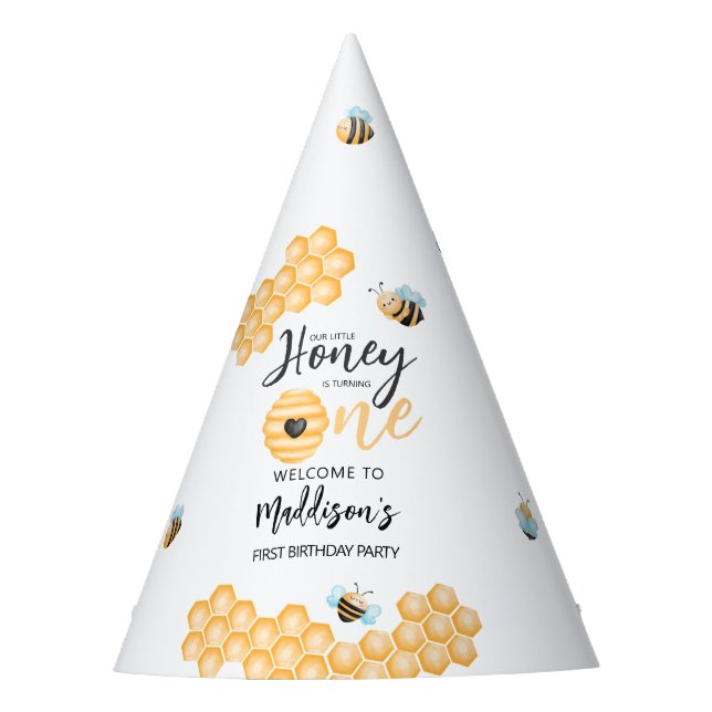 Our Little Honey | First Birthday Welcome Party Hat (Front)