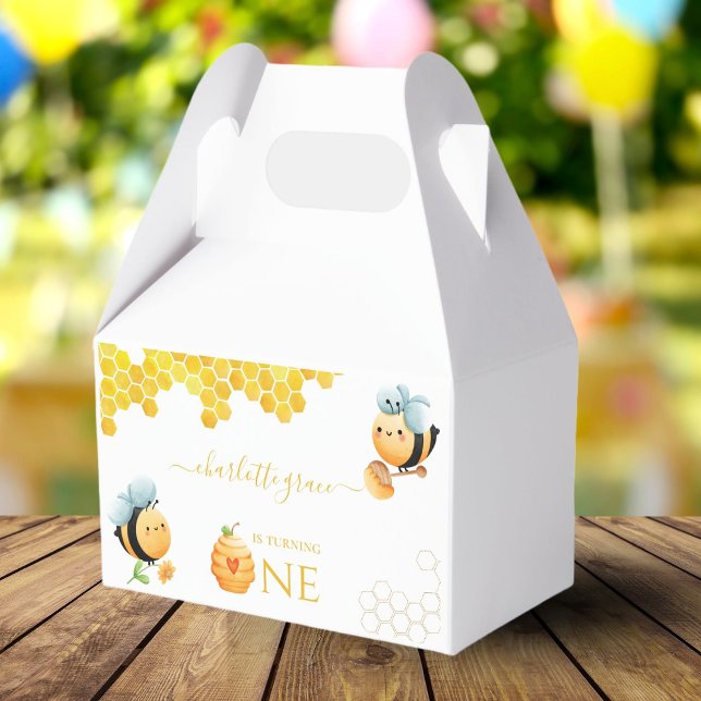 Our Little Honey is Turning One Bee Birthday Favor Box (Creator Uploaded)