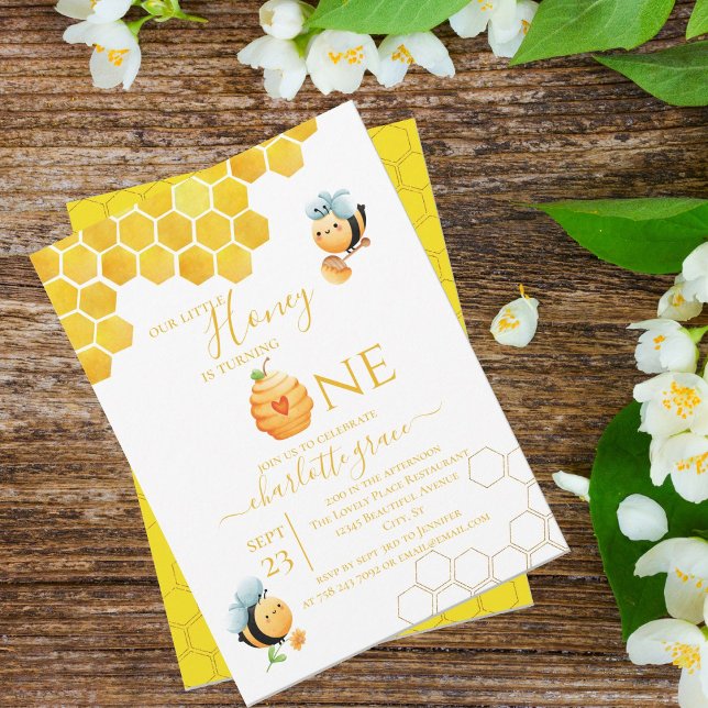 Our Little Honey is Turning One Bee Birthday Invitation (Creator Uploaded)