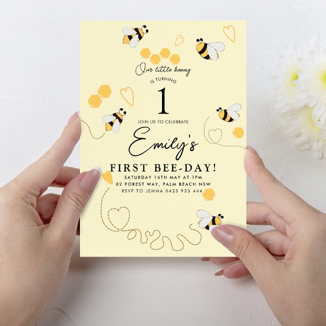 Our little honey is turning one bee birthday invitation (Creator Uploaded)