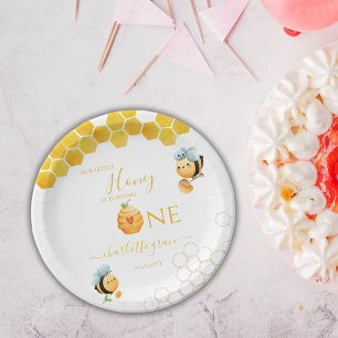 Our Little Honey is Turning One Bee Party Paper Plate