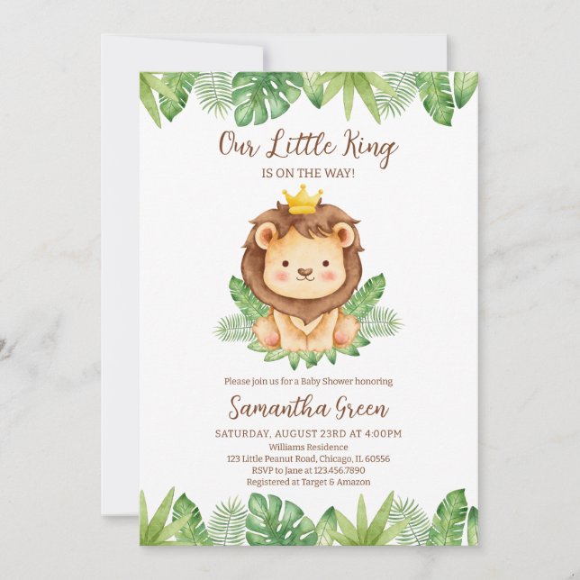Our Little King Lion Baby Shower Invitation (Front)