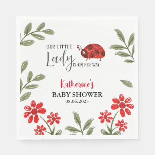 Our little lady is on her way girl baby shower  napkin