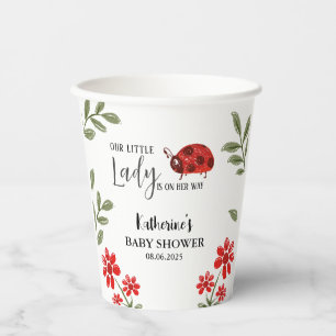 Our little lady is on her way girl baby shower  paper cups