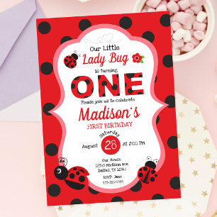 Our Little Ladybug Girl 1st Birthday Invitation