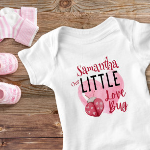 Our Little Love Bug Cute Valentine Name Baby Bodysuit